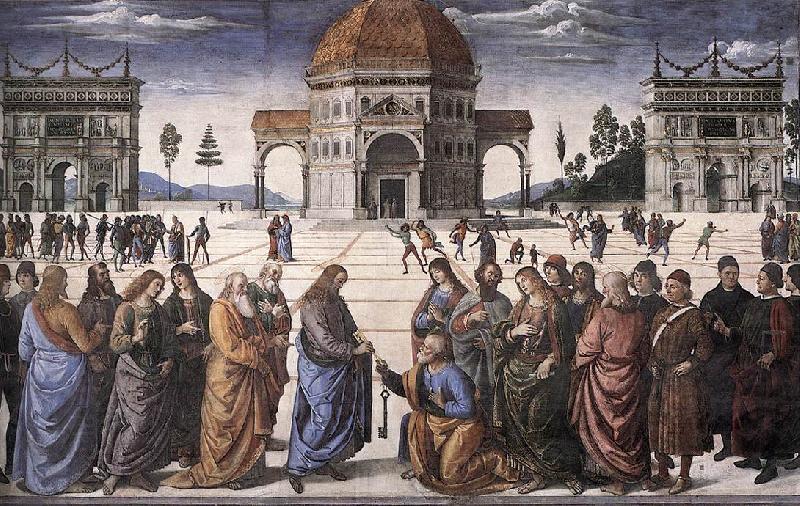 PERUGINO, Pietro Christ Handing the Keys to St. Peter af oil painting picture